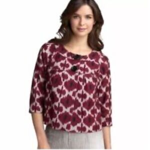 MICHAEL KORS 100% Linen Ikat Printed Lined Pockets Snap Buttons Jacket Blazer